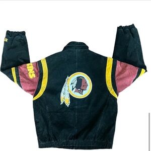 Washington Redskins NFL black leather jacket Vintage LOGO Mens Large